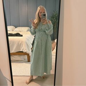 Top Shop Green & White Striped Summer Dress